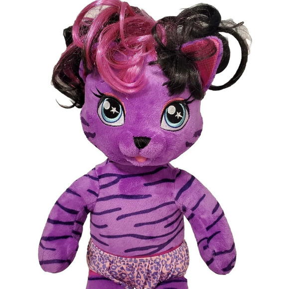 Build A Bear Honey Girls HG Teegan Plush Purple Tiger Cat Stuffed Animal 21" - Picture 3 of 6